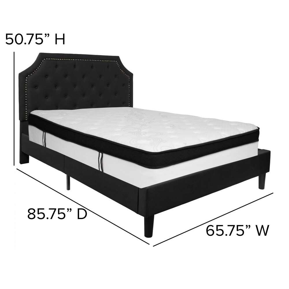 Arched Tufted Platform Bed and Memory Foam Pocket Spring Mattress