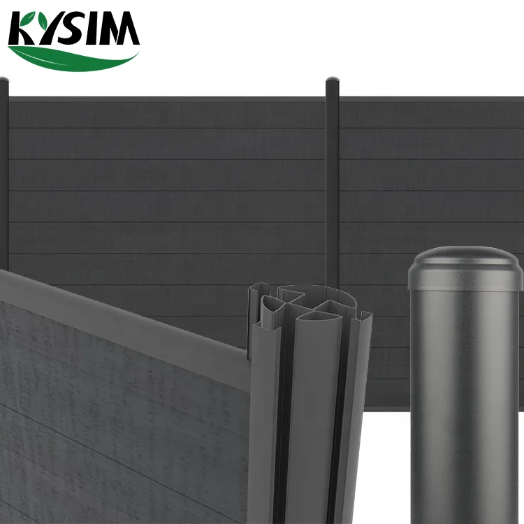 6ft black fence panel with post and gate factory supply Privacy wpc fence wood plastic composite fence