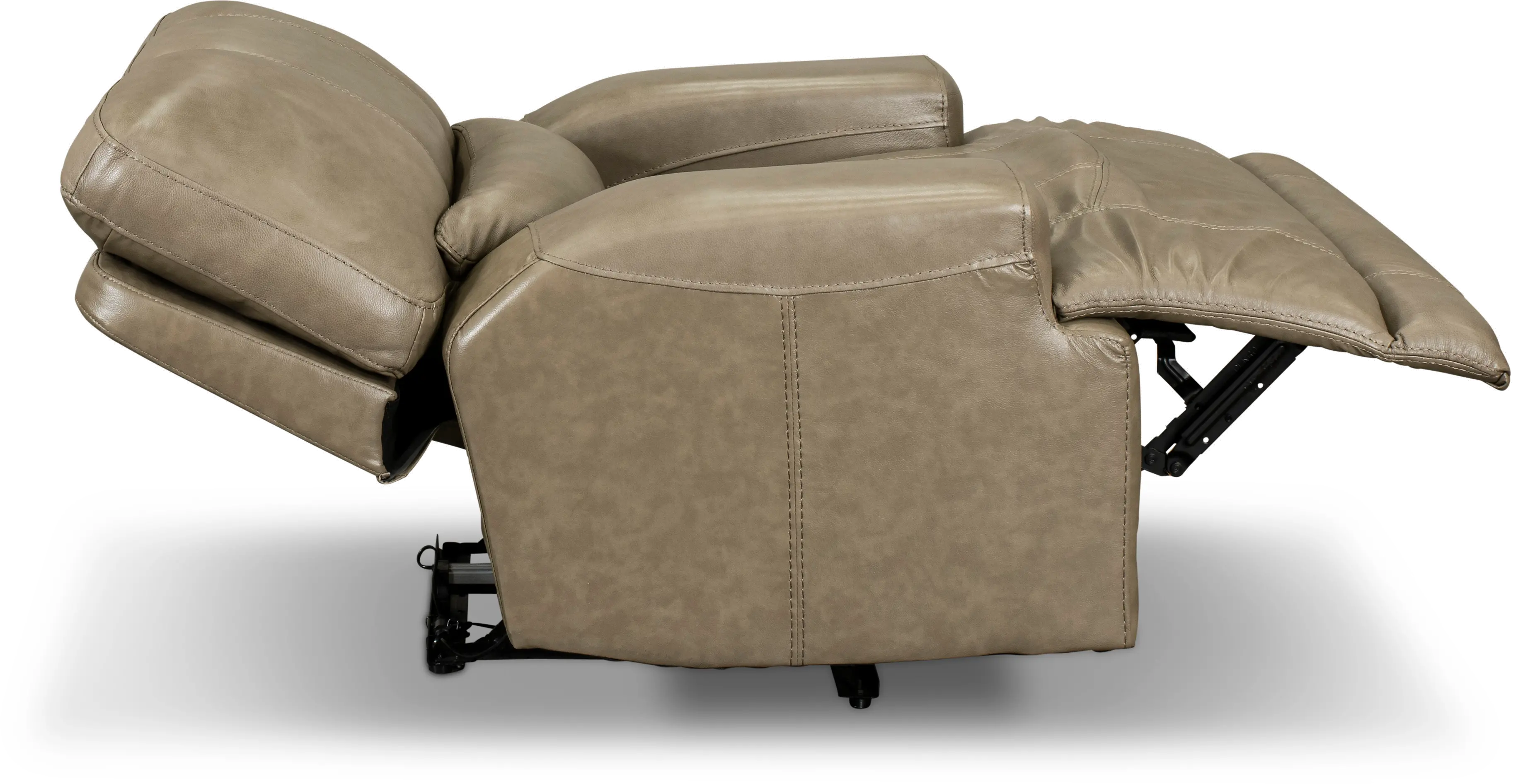 Omega Taupe Leather Power Recliner