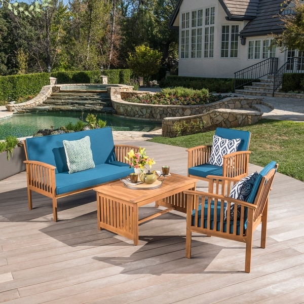 Carolina 4piece Outdoor Acacia Sofa Set by Christopher Knight Home