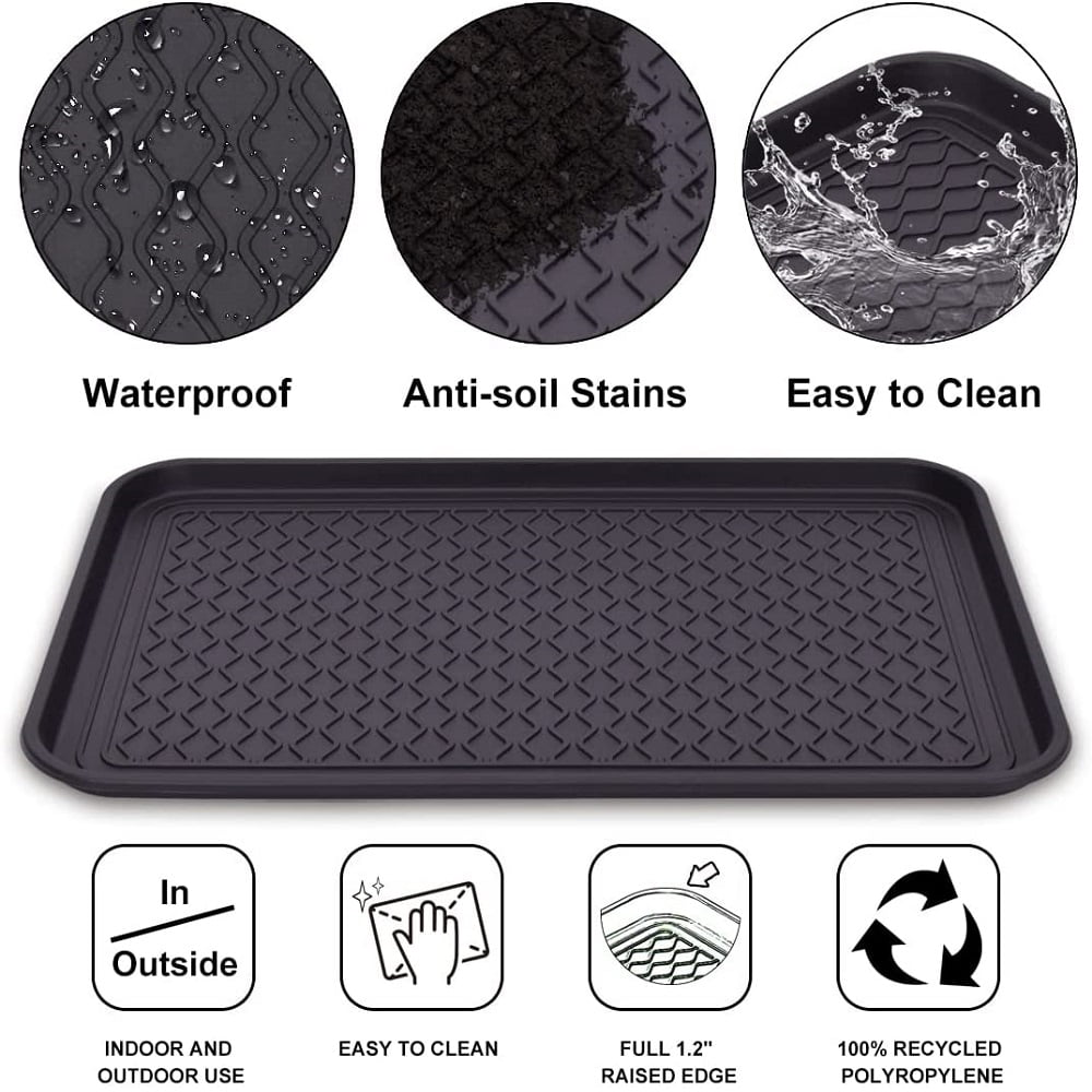 Penck Boot Tray Multi-Purpose Plastic Shoe Mat， All Weather Large Shoe Storage Tray for Entryway Floor Protection， 24 x 16 inches， 2 Pack