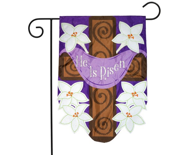 Briarwood Lane He Is Risen Cross Applique Easter Garden Flag Lili