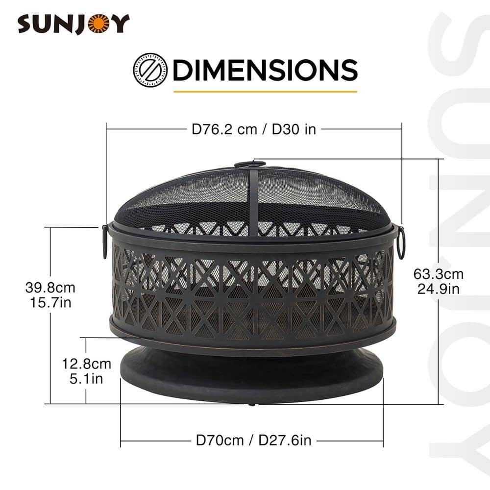 Sunjoy Parker 30 in. Outdoor Round Wood Burning Firepit A301013201