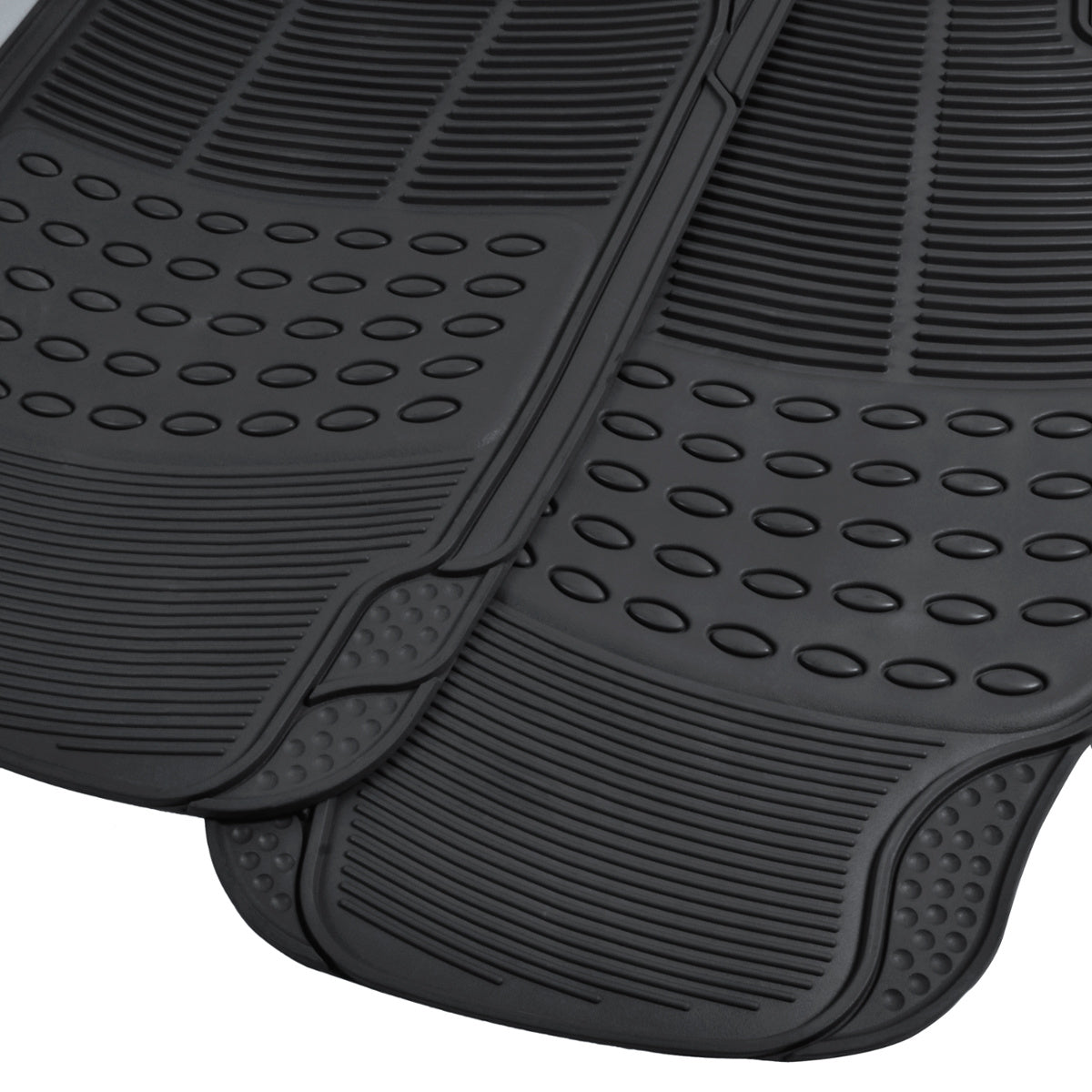 BDK Front and Back ProLiner Heavy Duty Car Rubber Floor Mats for Auto， 3 Piece Set