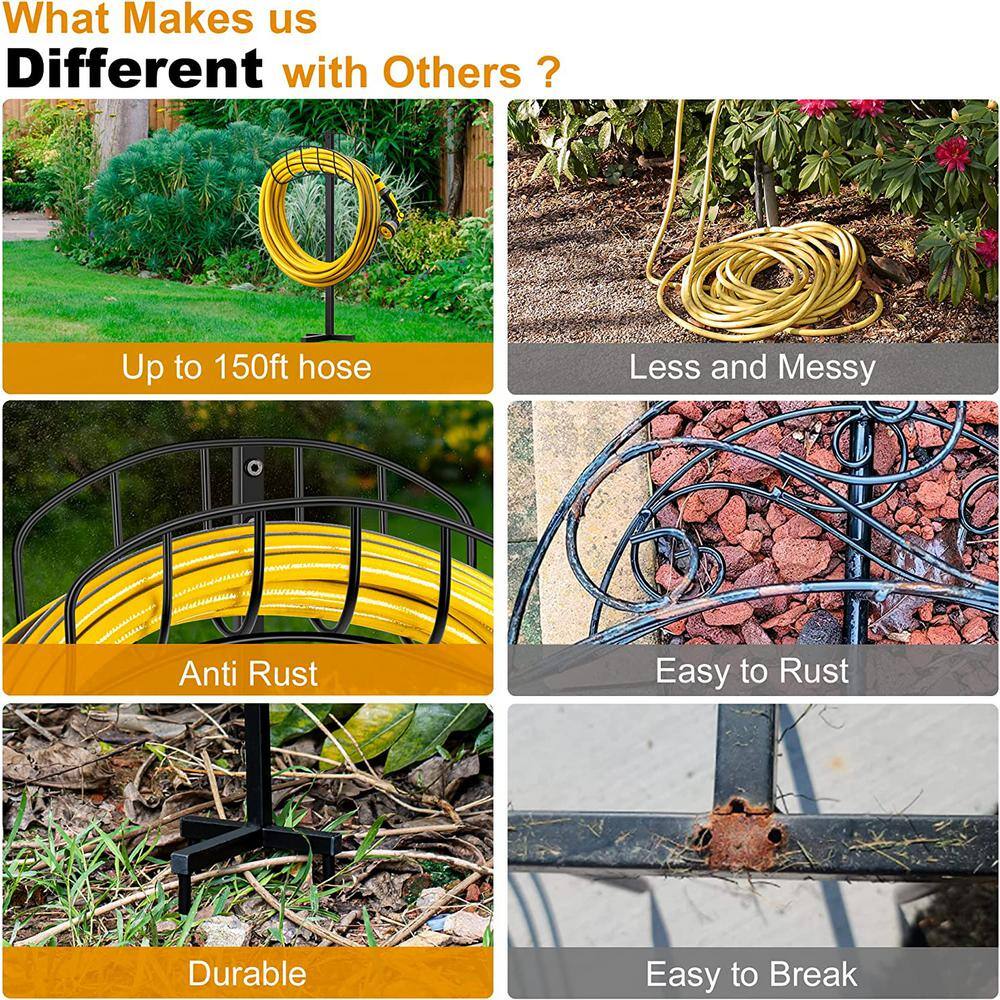 Cubilan Garden Hose Holder Detachable Metal Hose Stand Outdoor Water Hose Holder Freestanding Hose Hanger B09XR3QSYQ