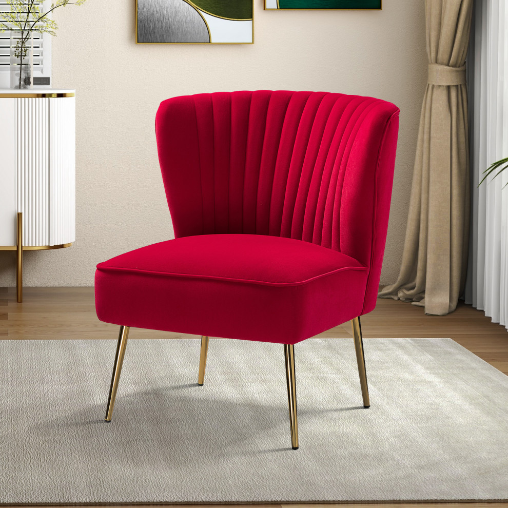 Velvet Accent Dining Chair   Midcentury   Dining Chairs   by Karat Home  Houzz