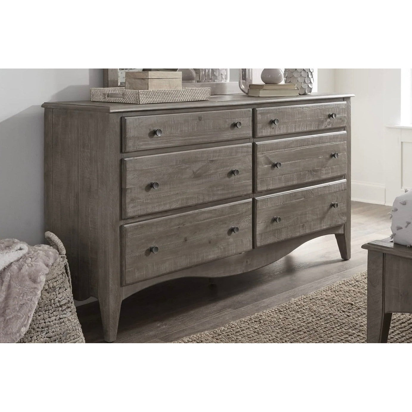 Cottage Taupe 6-Drawer 72 Dresser