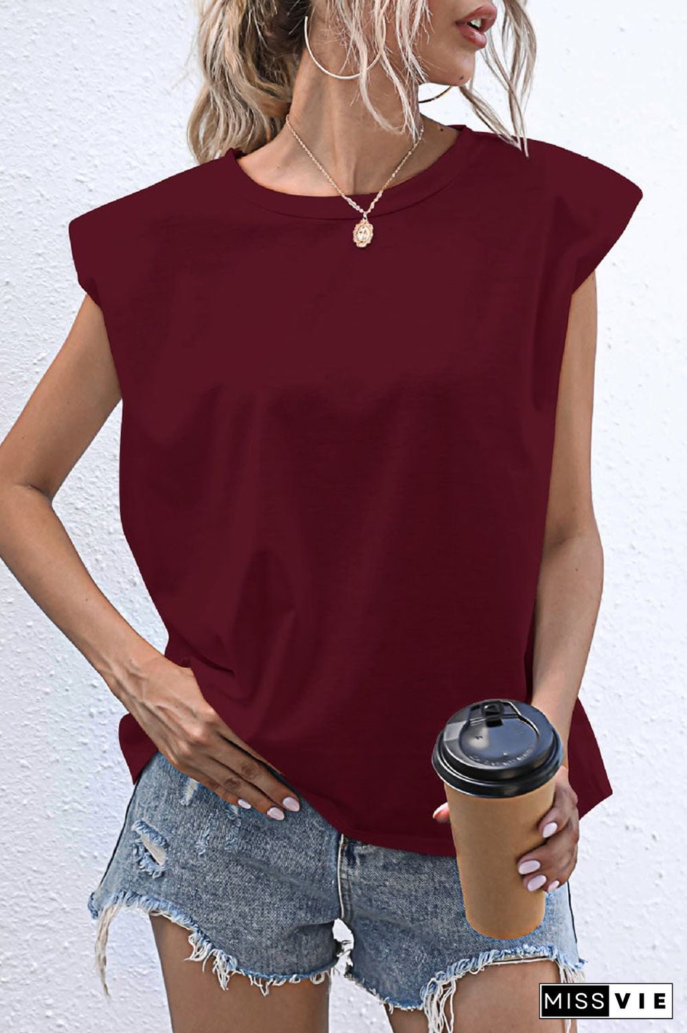 Casual Solid Split Joint O Neck T-Shirts(10 Colors)