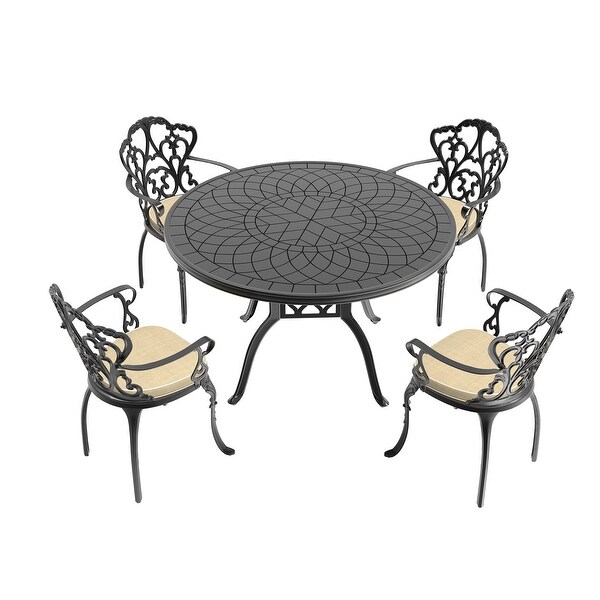 (Cushions In Random Colors)7Piece Set Of Cast Aluminum Patio Furniture With Cushions