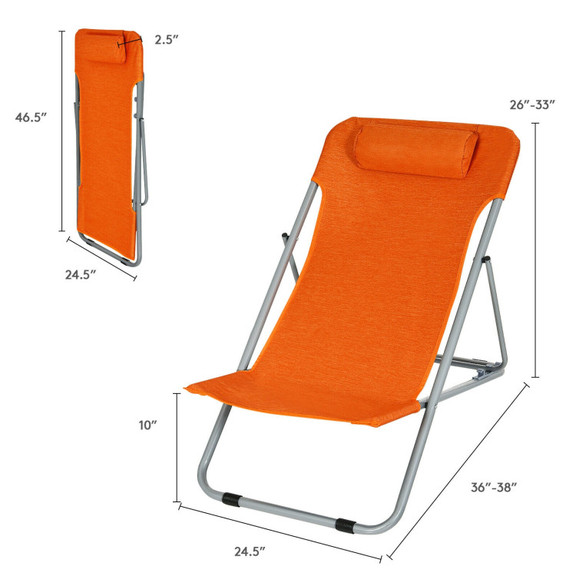 Costway 41062578 Portable Beach Chair Set of 2 wit...