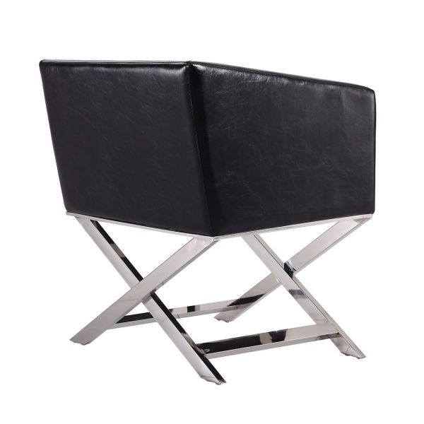 Hollywood Lounge Accent Chair in Black and Polished Chrome