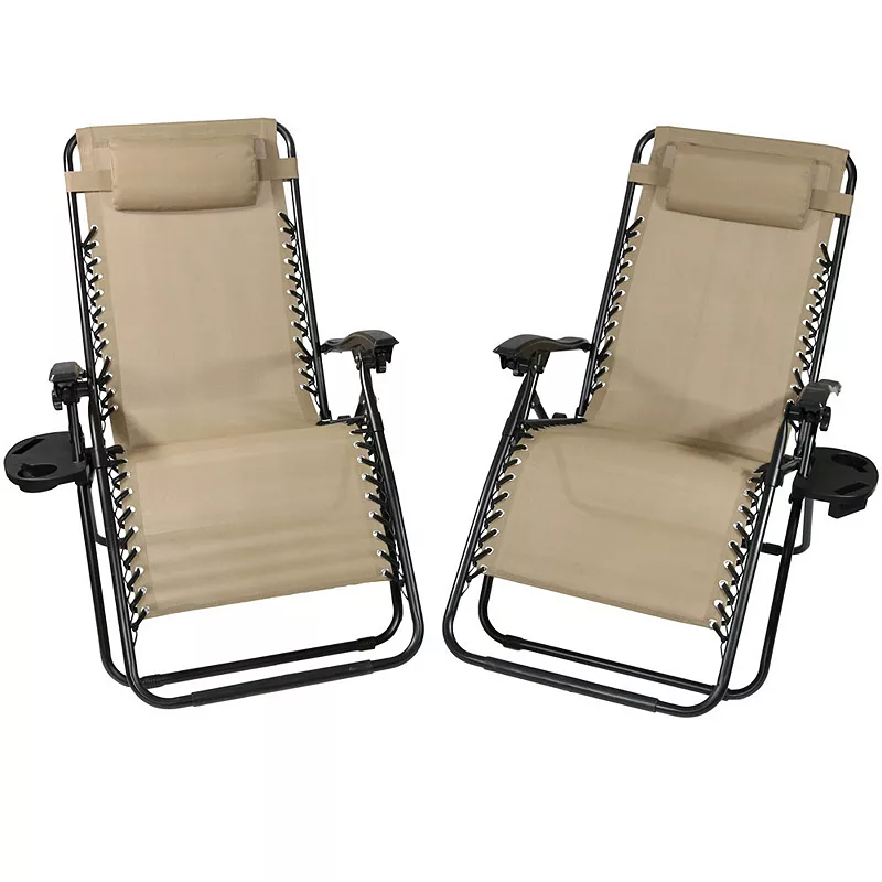 Sunnydaze Set Of 2 Oversized Zero Gravity Lounge Chairs