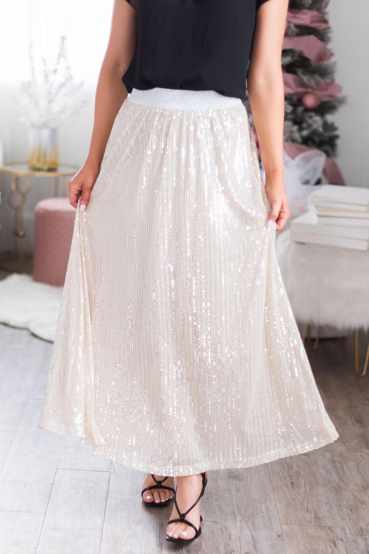 Make A Wish Modest Sequin Skirt