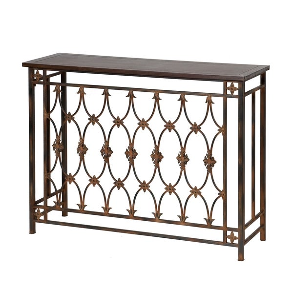 StyleCraft Brown gree Metal and Wood Side Table