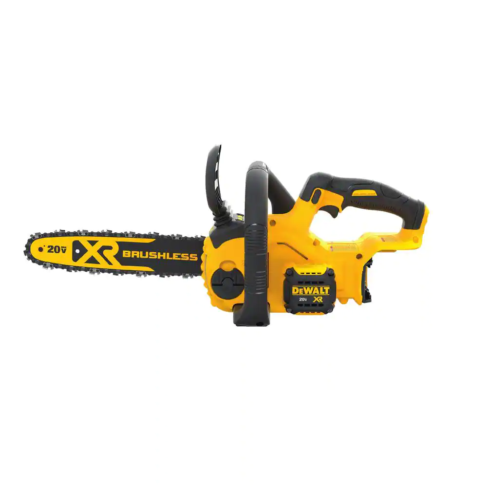 DEWALT DCCS620P1 12 in. 20-Volt MAX Cordless Brushless Chainsaw with DWZCSB12 12 in. Chainsaw Bar and DWO1DT612 12 in. Chainsaw Chain (45 Link)