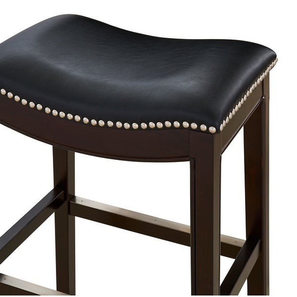 New Ridge Home Goods Julian Barstool with Black Faux Leather Seat