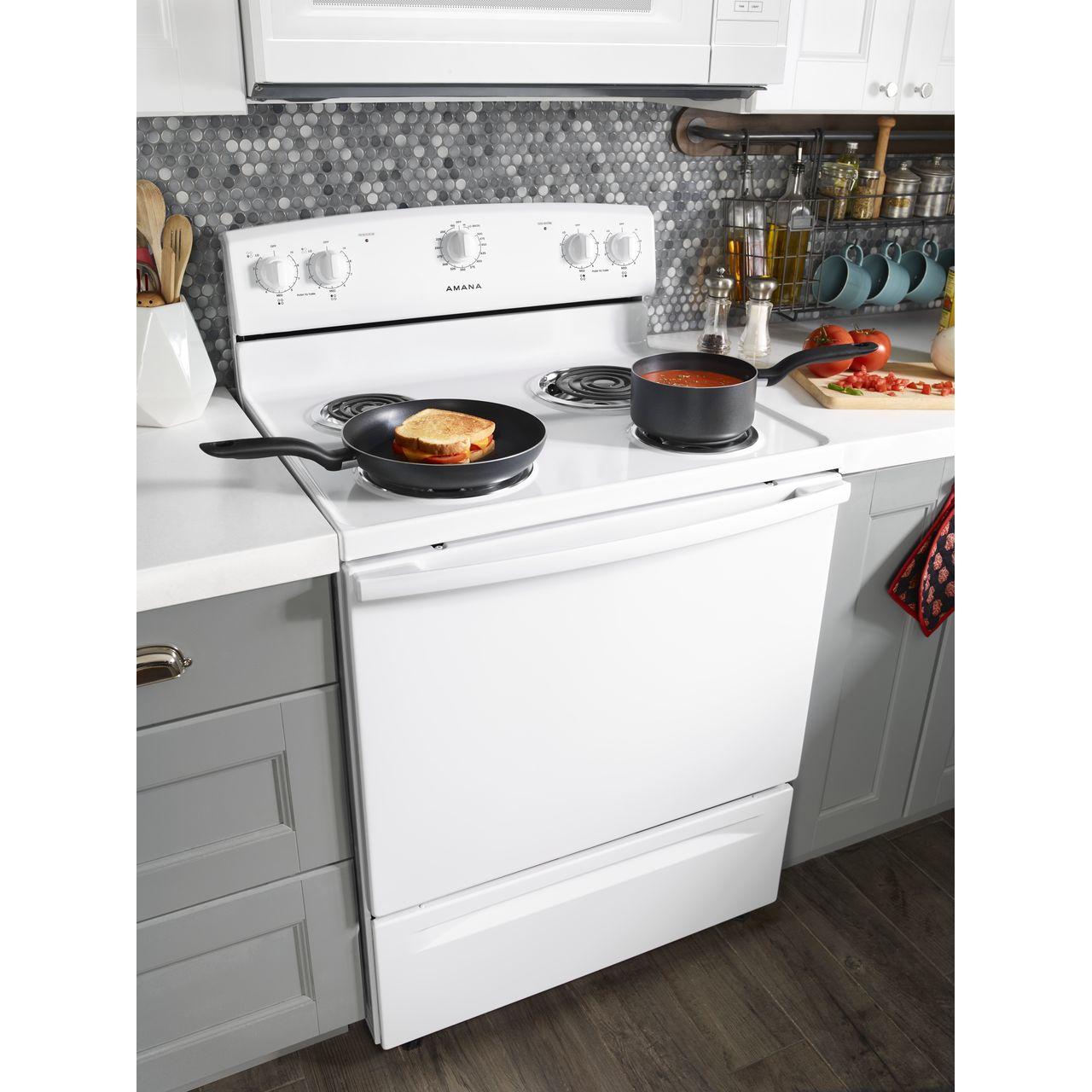 Amana 30-inch Freestanding Electric Range with Temp Assure™ cooking system ACR2303MFW