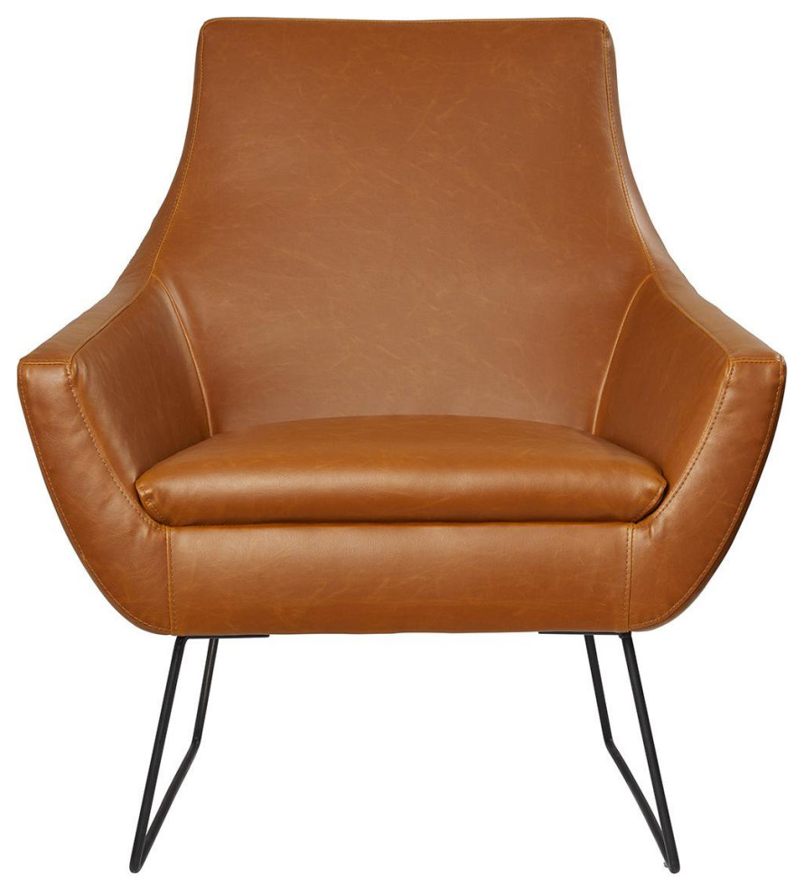 Contemporary Accent Chair  Slightly Distressed Faux Leather Seat   Industrial   Armchairs And Accent Chairs   by Declusia  Houzz