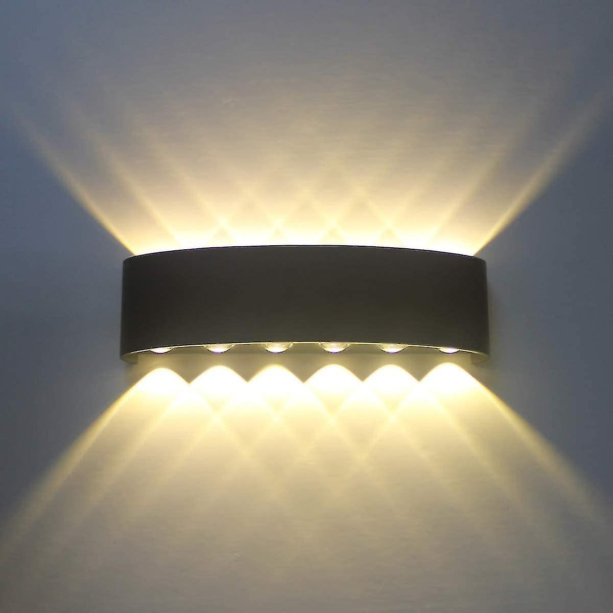 12w Black Led Indoor Wall Lamp Modern Wall Lamp， Aluminum Sconce Light， Up Down Spot Light Night Lamp For Living Room Bedroom Hall Staircase Pathway W