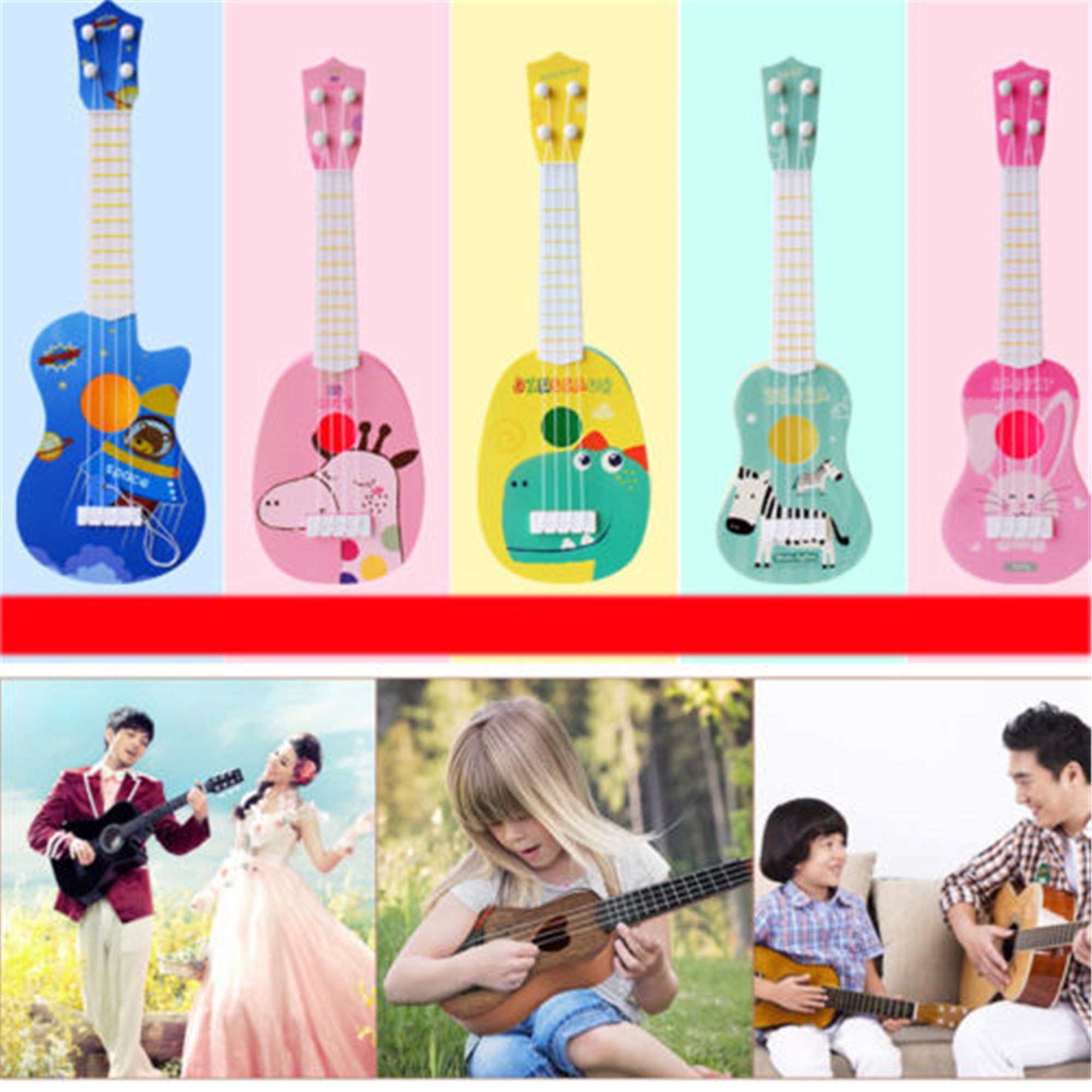 Shuttle tree Toddler Kids Beginner Classical Ukulele Guitar Educational Musical Instrument Toys