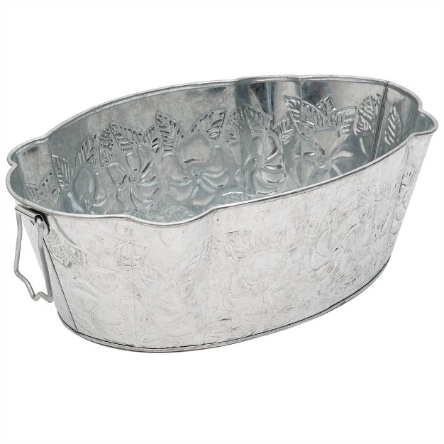 Oval Galvanized Vintage Embossed Decorative Tub Achla Designs