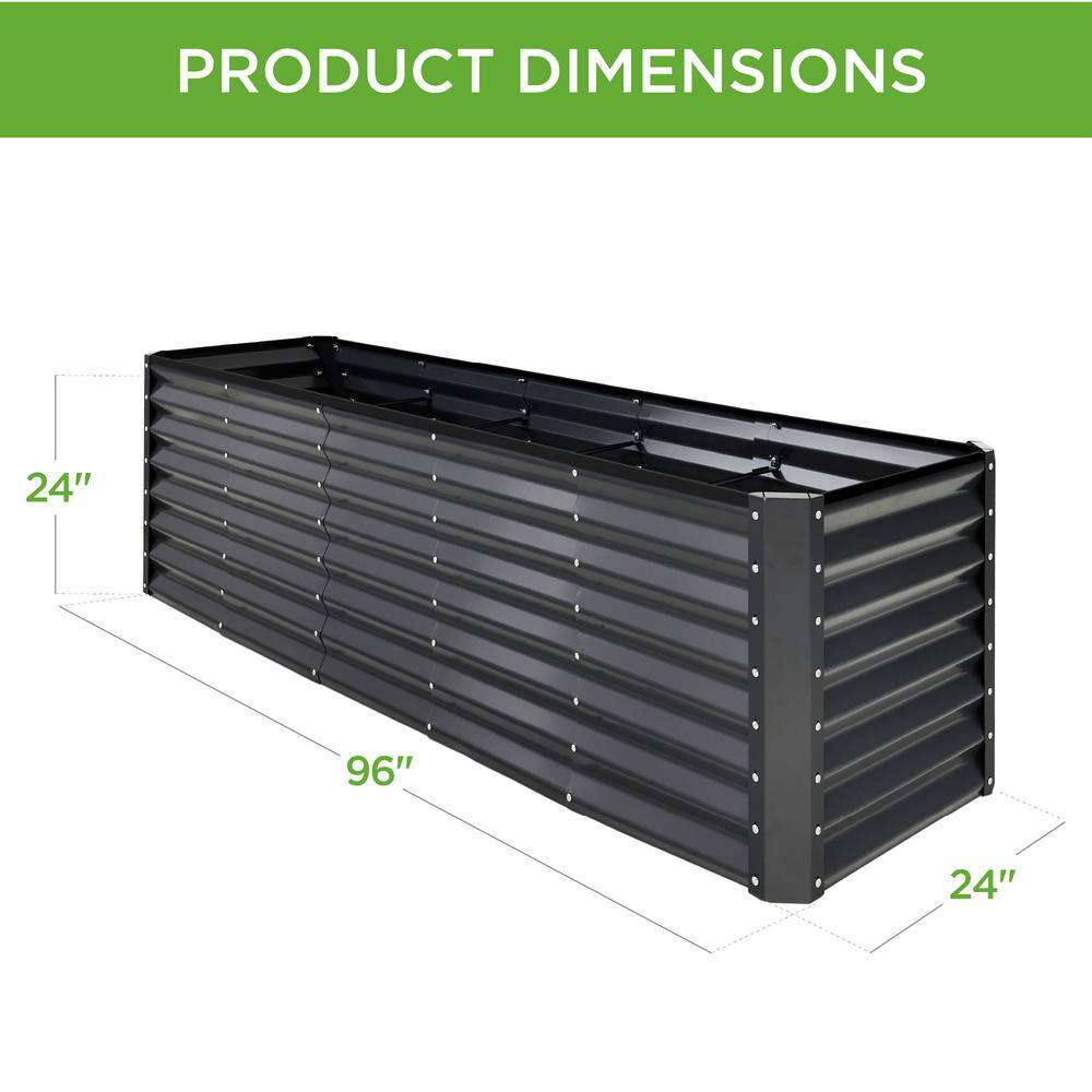 Best Choice Products 8 ft. x 2 ft. x 2 ft. Outdoor Steel Raised Garden Bed Planter Box for Vegetables Flowers Herbs - Charcoal SKY6639