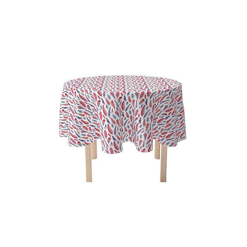 Round Tablecloth， 100% Cotton， 60 Round， Colored Feathers