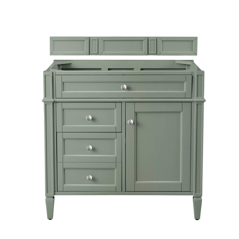 James Martin Vanities Brittany 34.9 in. W x 23.0 in. D x 32.6 in. H Single Bath Vanity Cabinet without Top in Smokey Celadon 650-V36-SC