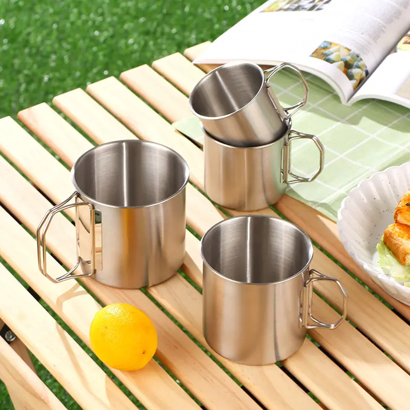 4 piece Set Outdoor Camping Travel Portable Stainless Steel Coffee mug