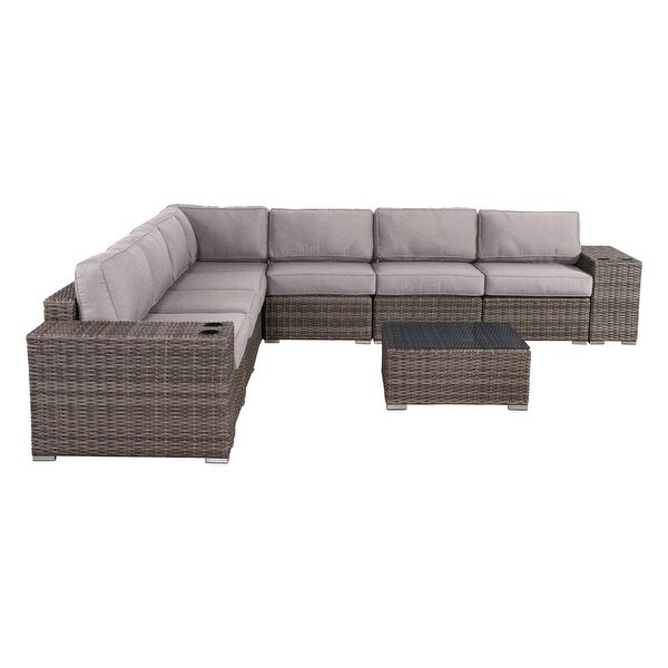 LSI Antibes 10piece Sectional Set with Cup Holders and Sunbrella Cushions