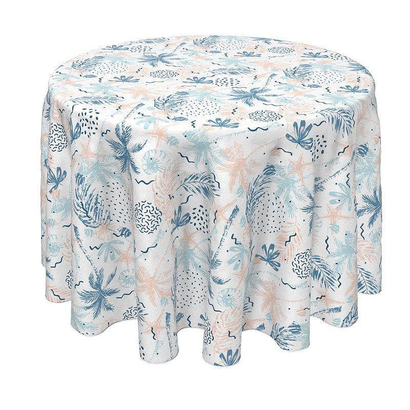 Round Tablecloth， 100% Polyester， 90 Round， Tropical Summer