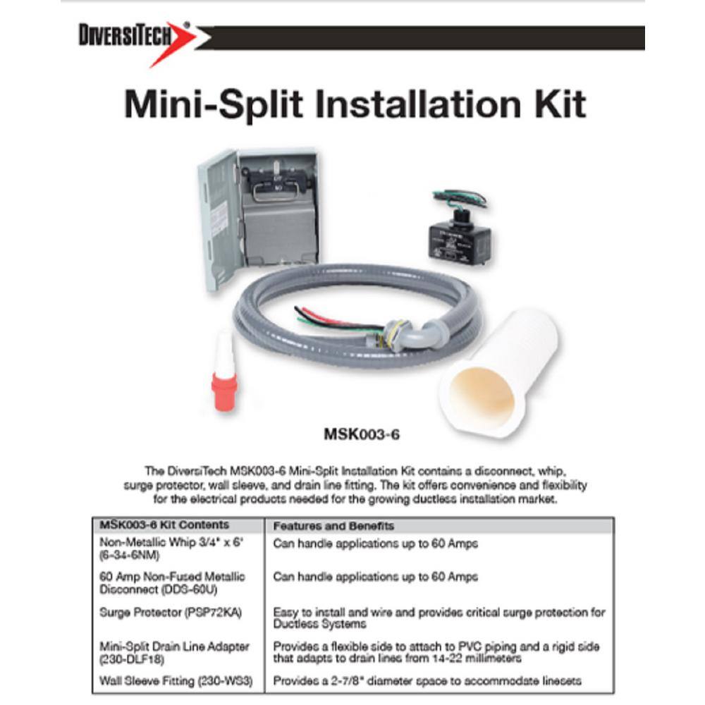 Diversitech Universal 6 ft. Mini Split Install Kit with Surge Protector MSK003-6