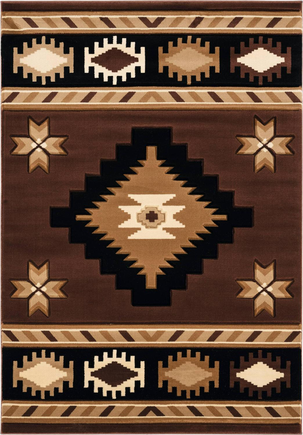 United Weavers Drachma Volos Southwestern Geometric Runner Rug， Brown， 27 x 74