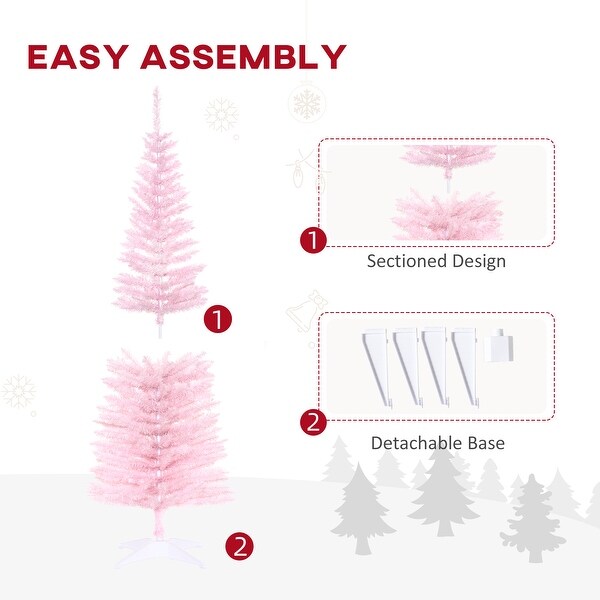 HOMCOM 5' Unlit Artificial Pencil Christmas Tree，Slim Xmas Tree with Foldable Metal Stand