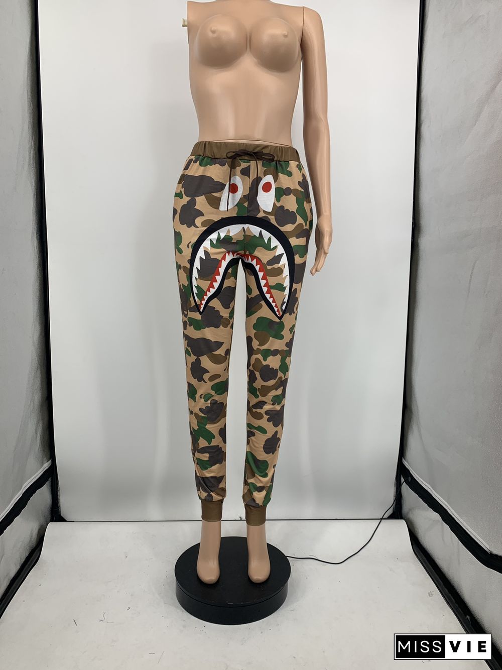 High Waist Hip Hop Camouflage Print Long Cargo Pants