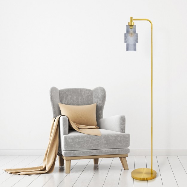 Kyra Pillar Shade Floor Lamp Blue gold River Of Goods