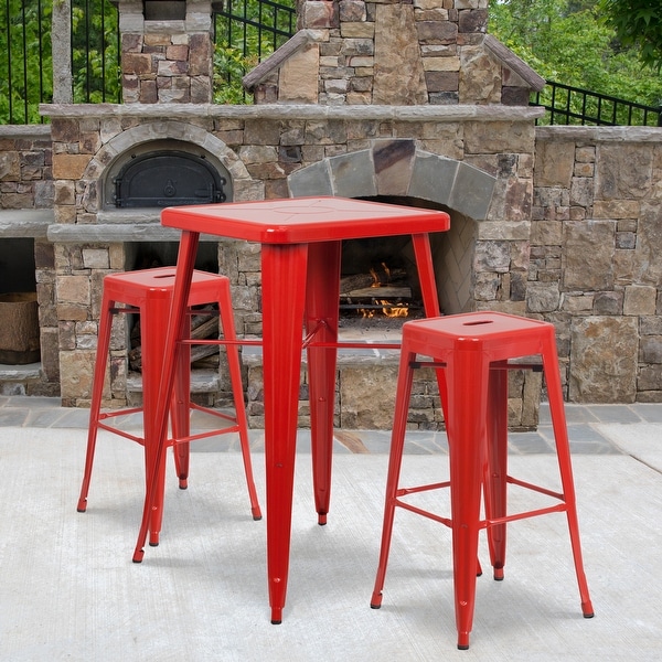 23.75inch Square Metal IndoorOutdoor Bar Table Set