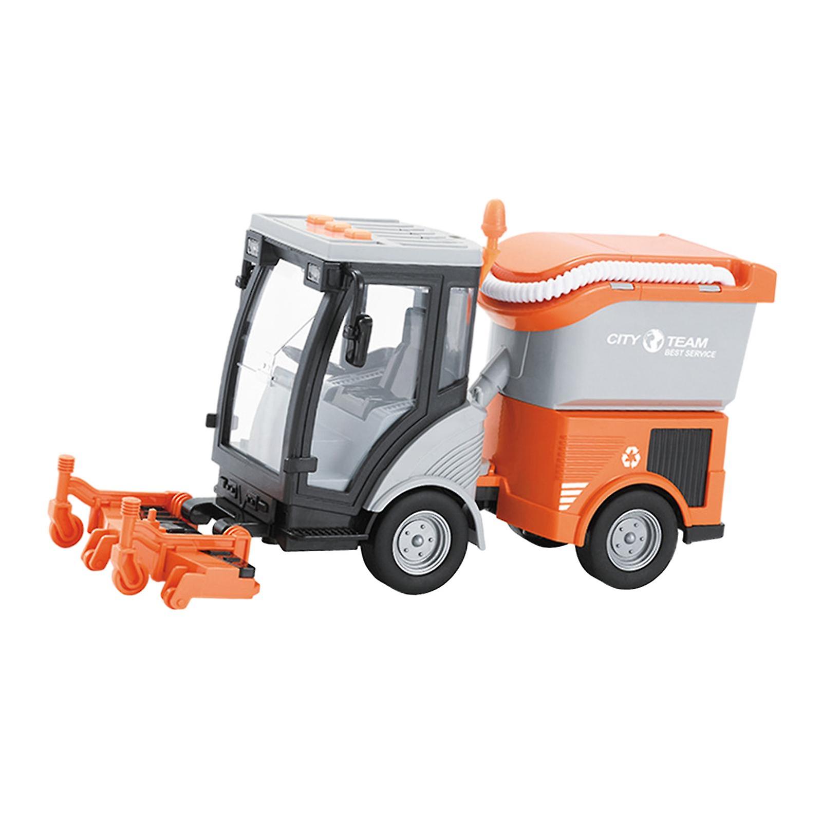 Heavy Duty Cleaning Vehicle Kids 1/16 Street Sweeper Truck Birthday Gift Orange