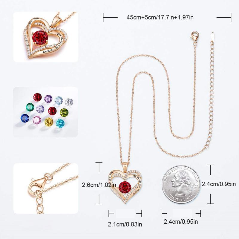 Love Heart Birthstone Pendant Necklace