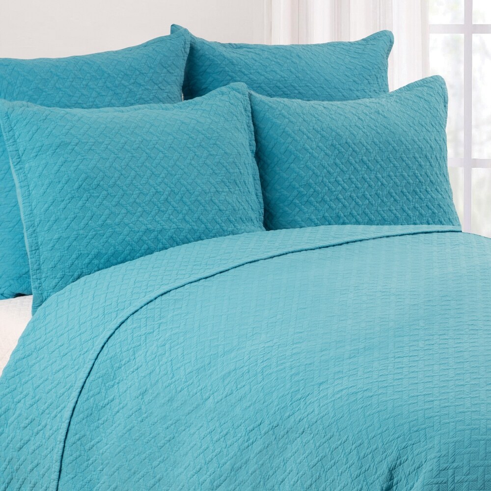 Basket Weave Azul Quilt Set