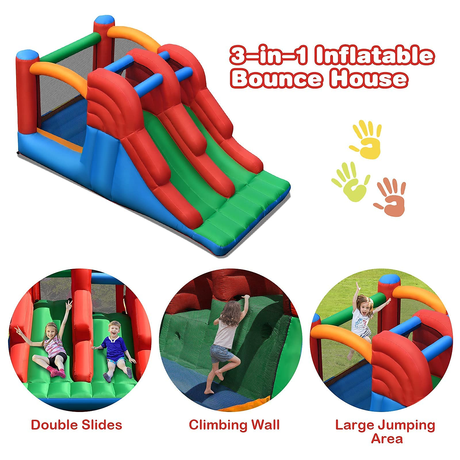 BOUNTECH Inflatable Bounce House | Kids Bouncy Castle with Slide & Climbing Wall & Jumping Area