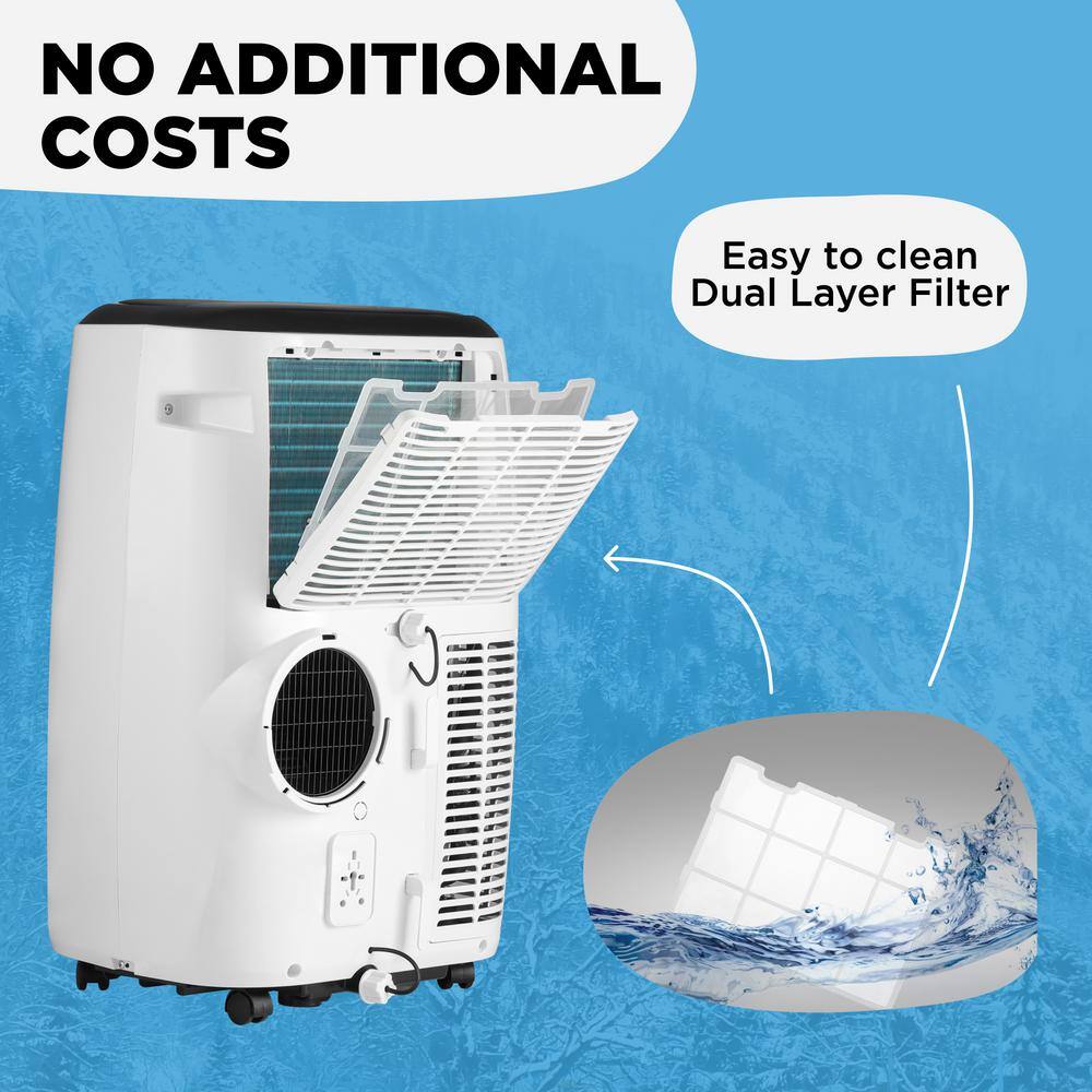 AIRO COMFORT 10000 BTU 115-Volt Portable Air Conditioner Cools 450 sq. ft. with Dehumidifier Function and LCD Remote White AIRO-AirCond-10K