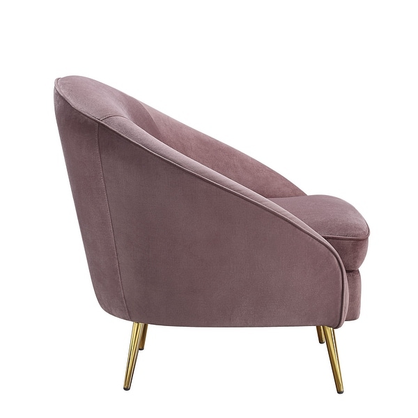 Curved Design Elegant Velvet Accent Chair with Metal Legs and Sloping Armrest