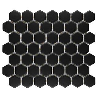 Daltile Restore Matte Black 12 in. x 10 Glazed Ceramic Hexagon Mosaic Tile (9.72 sq. ft.Case) K71115HEXMS1P2