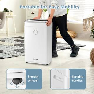 Costway 60-Pint Dehumidifier for Home and Basements 4000 Sq.ft. w3-Color Digital Display ES10105US-WH