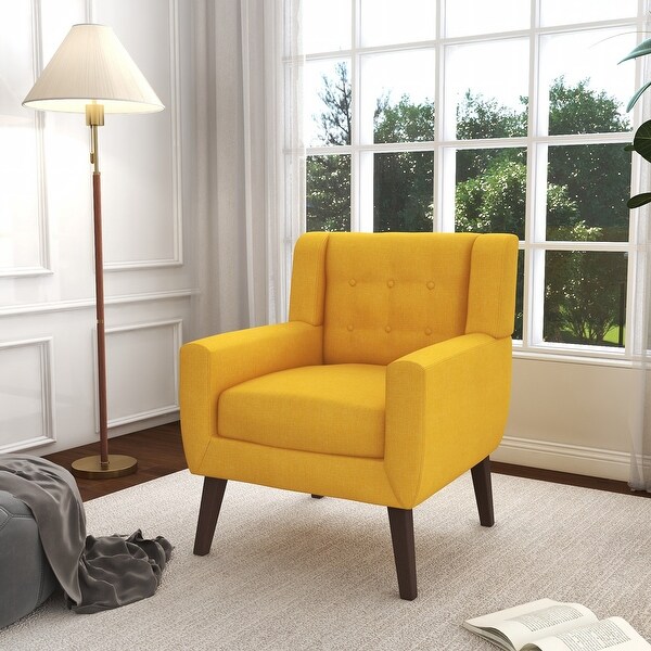 Cotton/ Linen Look Fabric Modern Accent Armchair