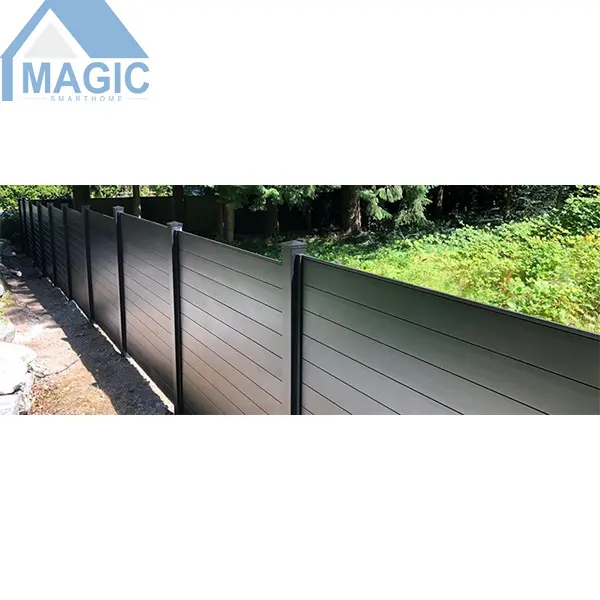 Powder coated black garden decorative welded blade aluminum slat 3D fence panels