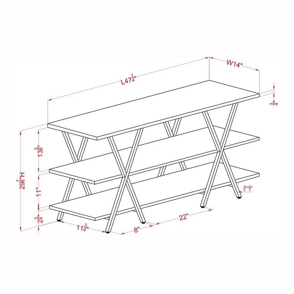 Kent Contemporary Oak Steel 2 Shelf Console Table by Furniture of America