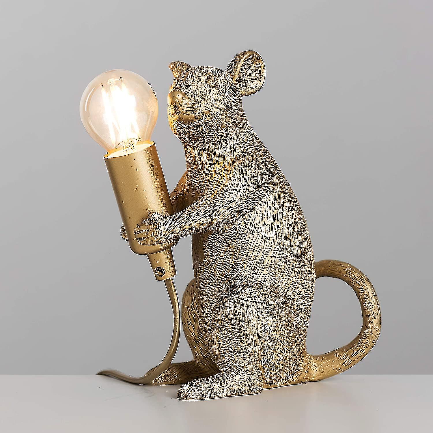 Modern Metallic Gold Painted Rat Design Table Lamp Animal Mouse Lamp Living Room Dining Room Bedroom Table Lamp