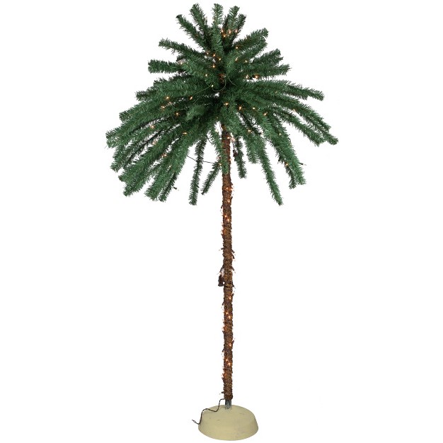 Northlight 6' Pre-lit Dual Artificial Tropical Outdoor Patio Palm Trees - Clear Lights